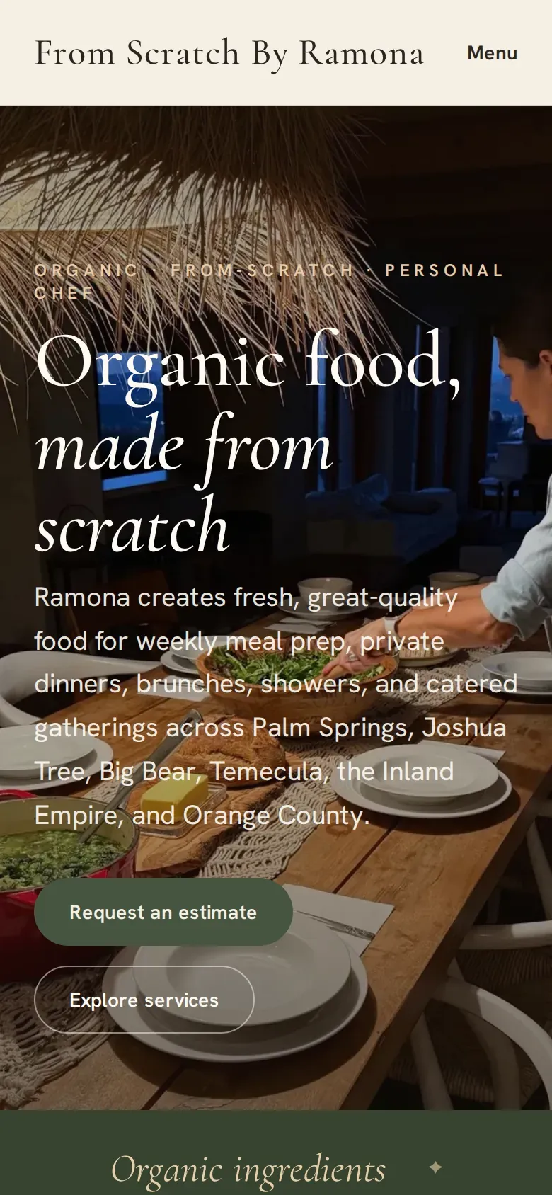 From Scratch By Ramona website, phone view