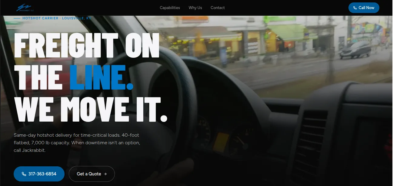 Jackrabbit hotshot carrier website preview